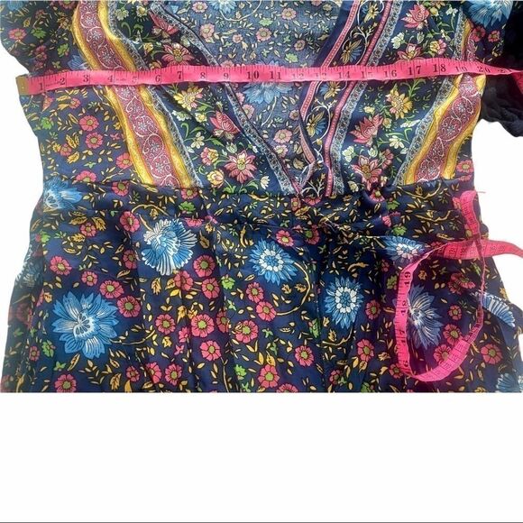 Bohemian Floral Tribal Print Maxi Dress Blue - Picture 9 of 9